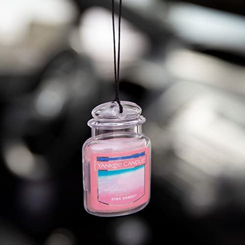 Yankee Candle Car Air Fresheners, Hanging Car Jar® Ultimate 3-Pack, Neutralizes Odors Up To 30 Days, Includes: 1 Beach Walk, 1 Pink Sands, and 1 Sun and Sand