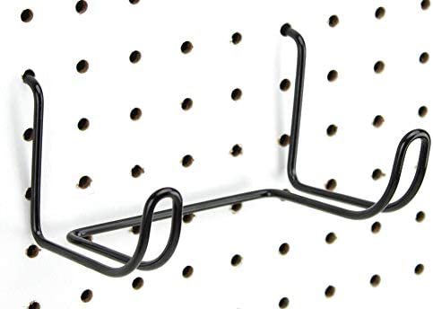 Pegboard Drill Holder, 2 Pack - Black, Steel - Hooks to Any Peg Board - Pegboard Organization Accessory - Add to Pegboard in Your Tool Shed, Garage, or Workbench