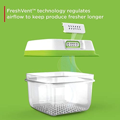 Rubbermaid FreshWorks Saver, Medium Produce Storage Containers, 2-Pack, 7.2 Cup, Clear