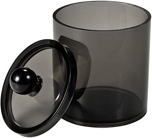 SheeChung 15-ounce Small Clear Plastic Apothecary Jar - Qtip Dispenser Holder Bathroom Vanity Storage Canister Acrylic Jar for Cotton Ball,Cotton Swab,Q-tips,Cotton Rounds | 2 Pack (Black)