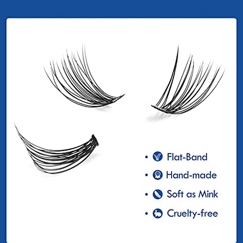 LANKIZ DIY Lash Extension Kit, 20D Faux Mink Individual Lashes,Cluster Lashes Glue,Lash Tweezers,8-14mm Mix Self-application Eyelash Extension at Home