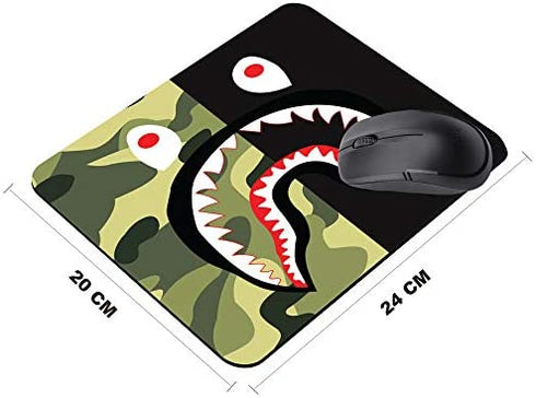Gaming Mouse Pad Shark Green Camo, Game Computer Mousepad for Laptop and Desktop, Cute Funny Mouse Mat for Kid and Office Gift