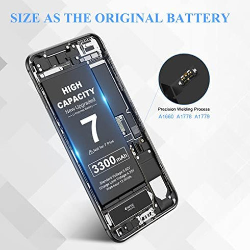 3300mAh Battery for iPhone 7, 2022 New Version Wavypo Upgrade High Capacity Battery Replacement for iPhone 7 A1660 A1778 A1779 Spare Battery with Full Repair Tools