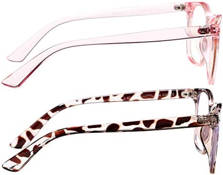 AZorb 2Pack Blue Light Blocking Glasses for Kids Unbreakable Computer Screen Glasses for Boys & Girls - 2 Pack(Transparent Pink+ Leopard)