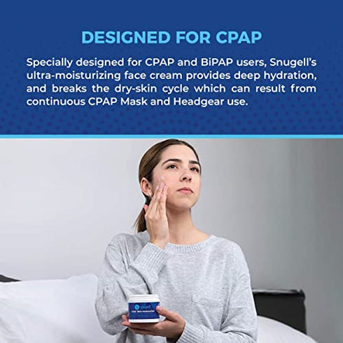 CPAP Skin Moisturizer by Snugell™ | Daily Face Cream with Aloe Vera and Vitamin A & E | Petroleum-Free | Fragrance-Free | Non-Greasy | Specially Designed for CPAP Users | 4 Fl. Oz.