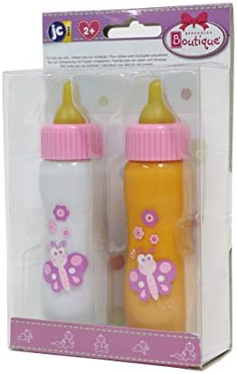 JC Toys Deluxe Disappearing Magic Bottles | Fits All Dolls | Milk and Juice | Butterfly Theme | Ages 2+ , Pink