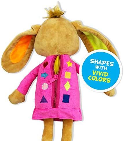 June Garden 16" Dressy Friends Bunnie - Educational Stuffed Plush Doll for Kids and Toddlers 2 Years and Up - Montessori Soft Toy Doll