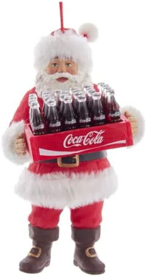 Coca-Cola Kurt S. Adler 5.75-Inch Santa Holding Case of Coke Ornament, Multi