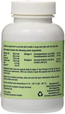 Dechra EicosaCaps Omega 3&6 Capsules L, for Dogs Under 40 lbs, 60 Count, Model Number: 1810053