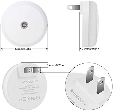 SerieCozy Pink Night Light Plug in LED Nightlight Dusk to Dawn Sensor Smart Night Wall Lights for Bathroom, Bedroom, Home, Kitchen, Hallway, Round, Auto ON Off, Energy Efficient, 2 Pack