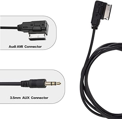 OCR 6.6ft AMI MDI MMI AUX Cable Audio Music Interface Adaptor 3.5mm Jack Aux-in MP3 Cable for Audi Audi A3/A4/A5/A6/A8/Q5/Q7/R8/TT, VW Jetta Passat GTI GLI CC Tiguan Touareg EOS Golf Mk 6, etc.