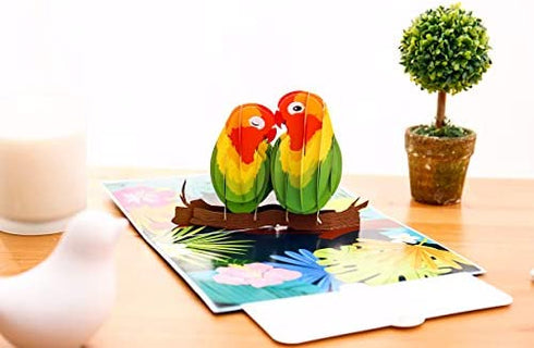 Liif 50th Lovebird Anniversary 3D Greeting Pop Up Card, Happy 50th Anniversary Wedding Card & Gift - For Husband, Wife, Parents, Couple, Grandparents | With Message Note & Envelop | Size 7" x 5"