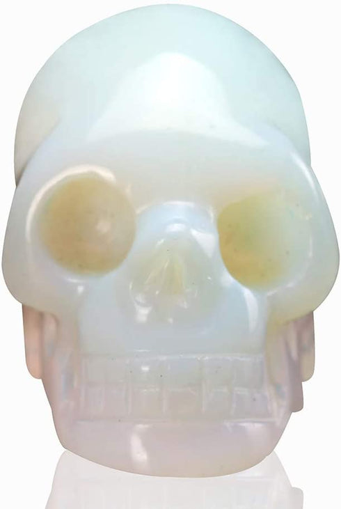 2.0inch Natural Carved Skull Crystal Reiki Healing Stone Statue Collectible Figurine (Opalite)