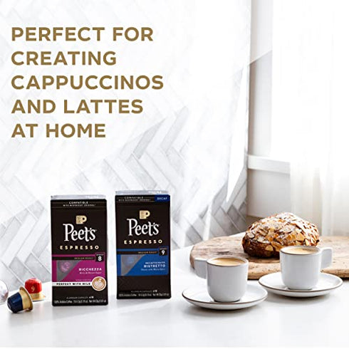 Peet's Coffee, Dark Roast Espresso Pods Compatible with Nespresso Original Machine, Ristretto Intensity 10, 10 Count (1 Box of 10 Espresso Capsules), Coffee Gifts