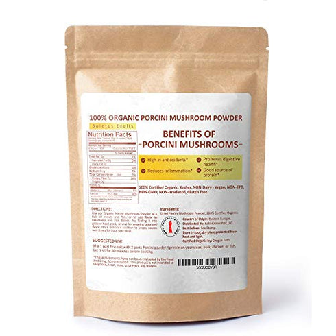 Organic Dried Porcini Mushroom Powder - 2.5 oz USDA Certified - Kosher - Vegan - Vegetarian - Non-GMO - Gluten Free - 2.5 oz