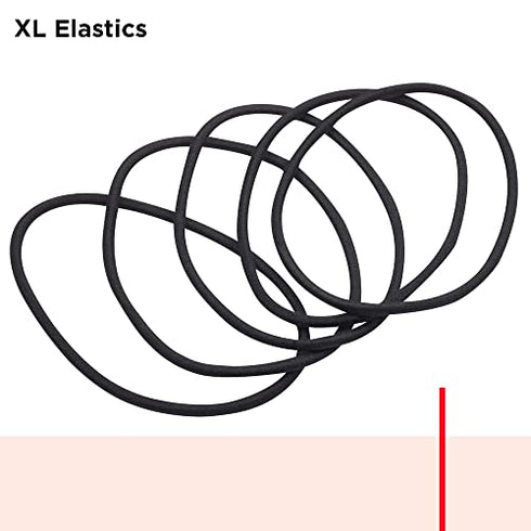 REVLON Extra Long Black Hair Elastics, 16 Count
