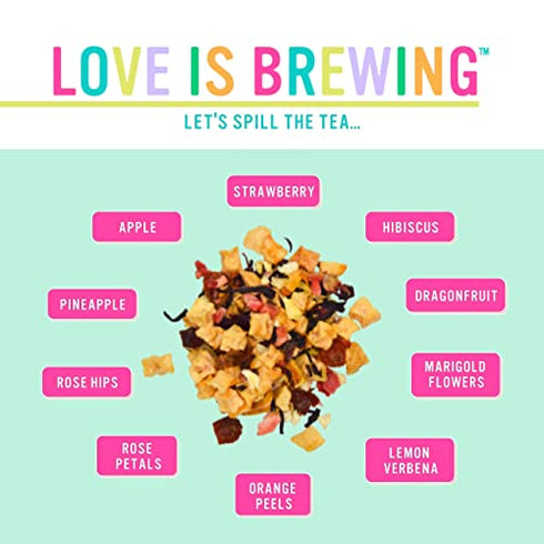 Drink Katy’s Dragonfruit Tea (Brews 30 Cups) Loose Leaf Herbal Pink Fruit Tea - Make Hot or Iced - All-Natural, Vitamins, Antioxidants, Keto, Caffeine Free, Kid Friendly, Handcrafted, Woman Owned