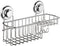 HASKO accessories - Powerful Vacuum Suction Cup Shower Caddy Basket for Shampoo - Combo Organizer Basket with Soap Holder and Hooks - Stainless Steel Holder for Bathroom Storage (Chrome)