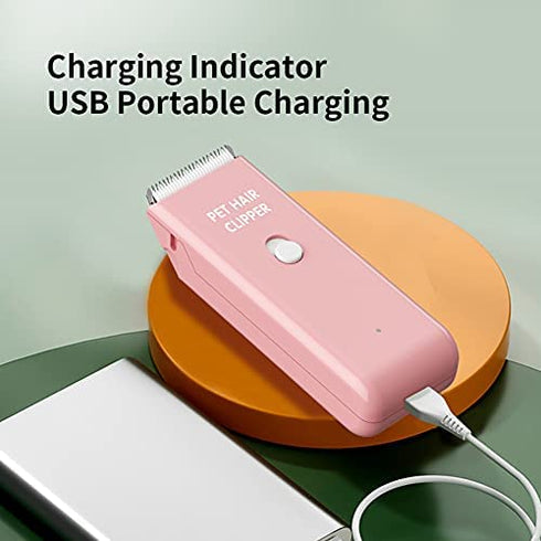 Tileon Dog Clippers,Quiet Washable USB Rechargeable Cordless Dog Grooming Kit,Electric Pets Hair Trimmers Shaver Shears for Dogs and Cats Pink