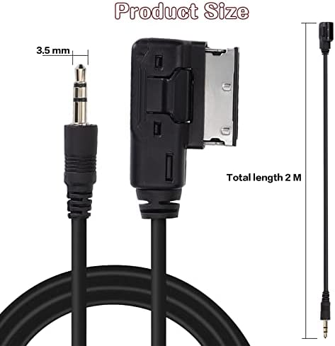 OCR 6.6ft AMI MDI MMI AUX Cable Audio Music Interface Adaptor 3.5mm Jack Aux-in MP3 Cable for Audi Audi A3/A4/A5/A6/A8/Q5/Q7/R8/TT, VW Jetta Passat GTI GLI CC Tiguan Touareg EOS Golf Mk 6, etc.