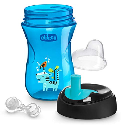 Chicco Sport Spout Trainer, Spill Free Baby Sippy Cup, 9 Months, Teal/Blue, 2 Count (Pack of 1)