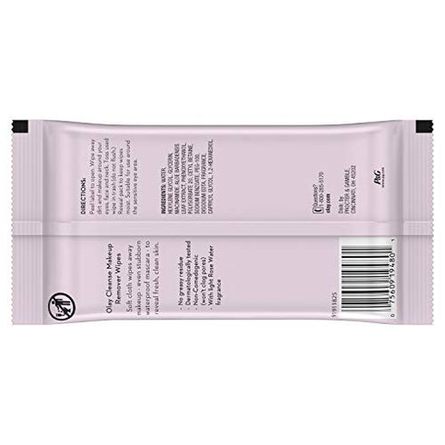 Olay Cleanse Makeup Remover, Rose Water, 25 Wipes