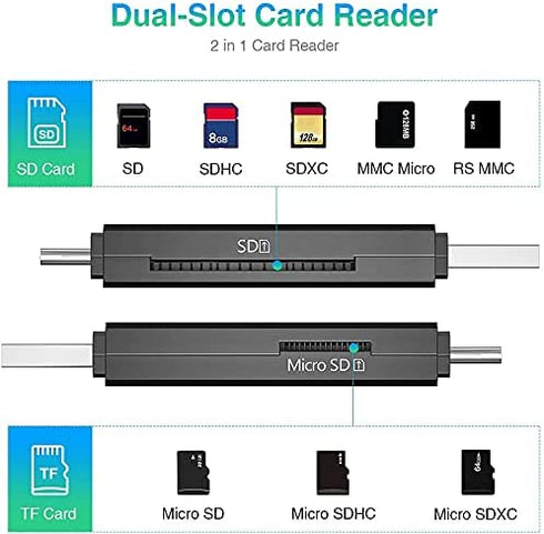 Vanja SD Card to USB Adapter, 3-in-1 USB-C USB-A Micro USB SD Card Reader,Trail Camera Memory Card Reader for PC/Laptop/Phone/Tablet, for SD SDXC SDHC MMC RS-MMC microSDXC microSD microSDHC UHS-I Card