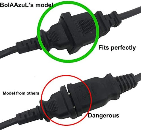 1ft Power Extension Cord 2-Pack, BolAAzuL 2-Prong Short Black Power Extension Cable for NEMA 1-15P to NEMA 1-15R, Male to Female, Non-Polarized for Christmas Lights