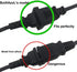 1ft Power Extension Cord 2-Pack, BolAAzuL 2-Prong Short Black Power Extension Cable for NEMA 1-15P to NEMA 1-15R, Male to Female, Non-Polarized for Christmas Lights