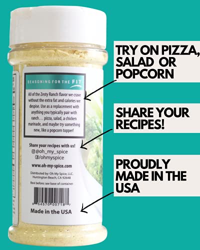 Zesty Ranch Low Sodium Keto Seasoning by Oh My Spice | 0 Calories, 0 Carbs, 0 Sugar, Gluten Free, Paleo, Non GMO, No MSG No Preservatives | Gourmet Healthy Seasonings for Cooking & Flavor Dressing Mix