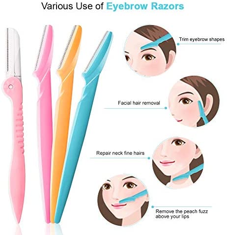 12 Pcs Eyebrow Razor, Face Razors for Women, Exfoliating Eyebrow Trimmers, Eyebrow Grooming Shaper for Women Face, Peach Fuzz, Hair Removal, Facial Razors for Women Face Dermaplane Glow Razor