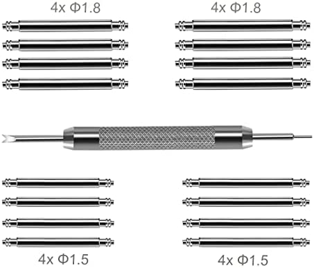 Watch Band Pins Replacement Kit, Heavy Duty Stainless Steel Watch Spring Bars with Spring Bar Removal Tool