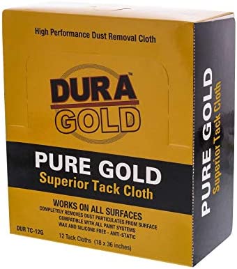 Dura-Gold - Pure Gold Superior Tack Cloths - Tack Rags (Box of 12) - Woodworking and Painters Professional Grade - Removes Dust, Sanding Particles, Cleans Surfaces - Wax and Silicone Free, Anti-Static