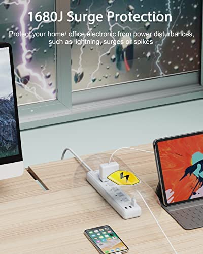 1625W 2 Prong Power Strip, WRXDMC 2 Prong to 3 Prong Outlet Adapter, 5ft Extension Cord with Polarized Plug, 1680J Surge Protector, 5 AC Outlets & 3 USB, Wall Mountable, Ideal for Non-Grounded Outlets