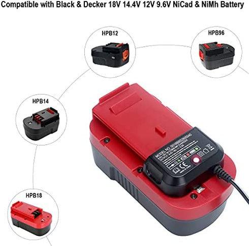 Elefly 9.6V-18V Replacement for Black & Decker Battery Charger 90556254-01, Compatible with Black and Decker 18V 14.4V 12V 9.6V NiCad & NiMh Battery HPB18 HPB18-OPE HPB14 HPB12 HPB96
