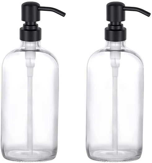 okasi Soap Dispenser Replacement Pump,2pack Black-Colored Brushed Metal Lotion Pump Parts,Soap Dispenser Pumps Fit Standard 8oz 16oz Boston Round Bottles, Stainless Steel