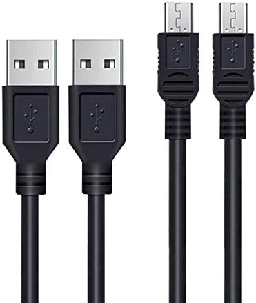 6.6Ft Charger Cable for PS3 Controller, 2Pack Long Mini USB Data Sync Transfer Charging Cord Compatible with Playstation 3, PS3 Slim, PS Move Controller