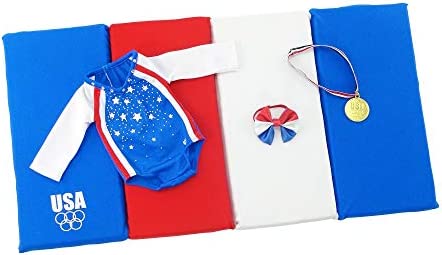 Emily Rose 14 Inch Doll Clothes Clothing Accessories | USA 4 PC Doll Gymnastics Gift Set Outfit, Including Gold Medal Accessory! | Fits Most 14.5" Hard-Bodied Dolls