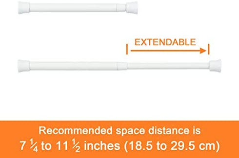 KXLIFE 2 Pack Small Spring Tension Curtain Rod for Window Cupboard Closet (White, 7 to 12 Inch)