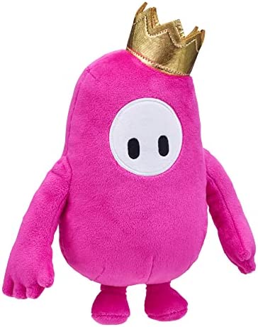 FALL GUYS Moose Toys Original Pink Bean Skin Official Collectable 8" Cuddly Deluxe Plush Toy Featuring The Gold Crown from The Ultimate Knockout Video Game, 5 Series 1 Characters