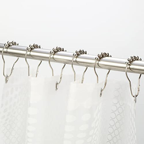 Amazer Shower Curtain Hooks Rings, Rust Proof Stainless Steel Shower Curtain Rings, Shower Hooks for Shower Curtain Bathroom Shower Rings -Set of 12, Polished Chrome