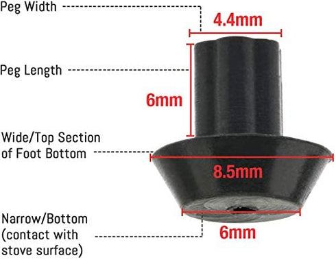 20-Pack of Viking Range - Compatible Grate Rubber Feet Bumpers - Heat-Resistant Material, Works with Many Gas Stove Burner Grates - Equivalent to PD040035 Foot - By Impresa Products