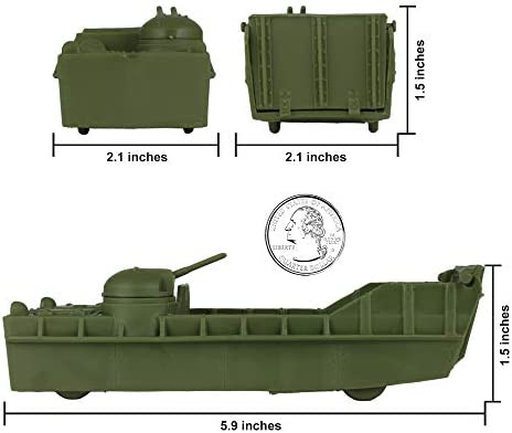 BMC Classic Marx Landing Craft - 4pc Tan vs. OD Green Plastic Army Men Vehicles