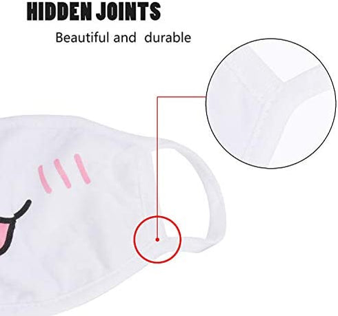 Aniwon Kawaii Mask- 5PCS Anime Face Mask Womens Cat Face Mask Reusable Cute Kaomoji Face Mask