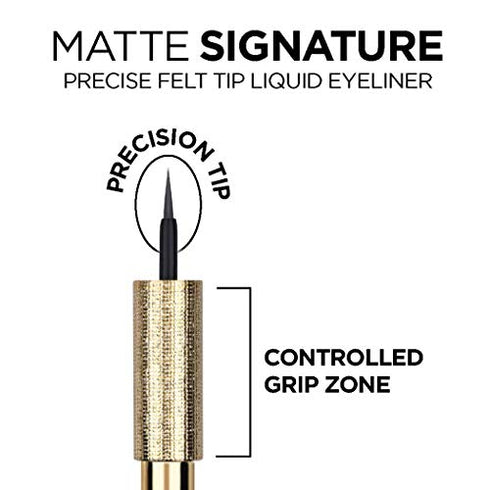 L'Oreal Paris Makeup Matte Signature Liquid Dip Eyeliner, Waterproof, Precise and Easy Application, All Day Wear, Vivid Matte Finish, Greige, 0.07 fl; Oz.