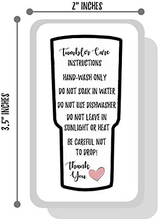 Dusty Pink Heart Handmade Tumbler Care Instruction and Cleaning Card Printed | 50 Pack | Bulk Tumbler Cards in Box For Vinyl, Glitter, Decals, Crafters, Epoxy, Resin