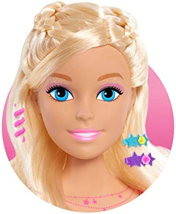 Barbie Fashionistas 8-Inch Styling Head, Blonde, 20 Pieces Include Styling Accessories, Hair Styling for Kids, by Just Play