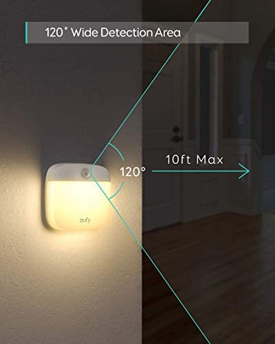 eufy by Anker, Lumi Stick-On Night Light, 2nd Generation Warm White LED, Motion Sensor, Bedroom, Bathroom, Kitchen, Hallway, Stairs, Energy Efficient, Compact, 3-Pack