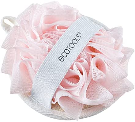 EcoTools EcoPouf Dual Cleansing Pad, Multipurpose Gentle Cleansing Body Scrubber, 2-In-1 Bath Sponge, Exfoliating for Shower & Bath, Recycled Netting, Vegan & Cruelty-Free, Pink, 4 Count