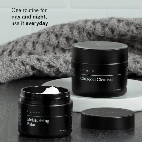 Lumin - Fundamental Duo Set - Skin Care Kit for Men - Charcoal Face Wash and Moisturizer - Cleanse, Protect and Fight Signs of Aging